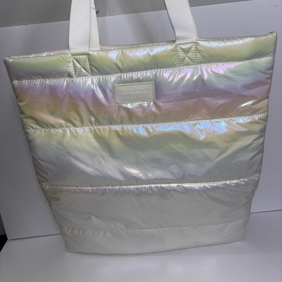 Bath & Body Works Handbags - Bath & Body Works Iridescent White Puffer Tote Bag From 2023 Black Friday VIP